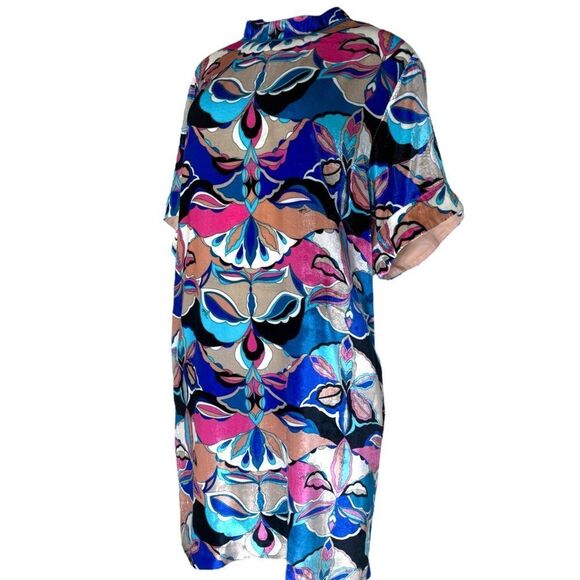 EMILIO PUCCI Multicolored Abstract Print Short Sleeve Shift Mini Dress S… - Picture 7 of 12